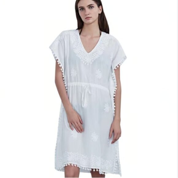 Velvet Graham and Spencer White Embroidered Tassel Mini Dress XS/S - Picture 1 of 4
